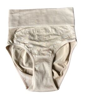 Shapewear High Waisted Brief Floral Detail Tan Large